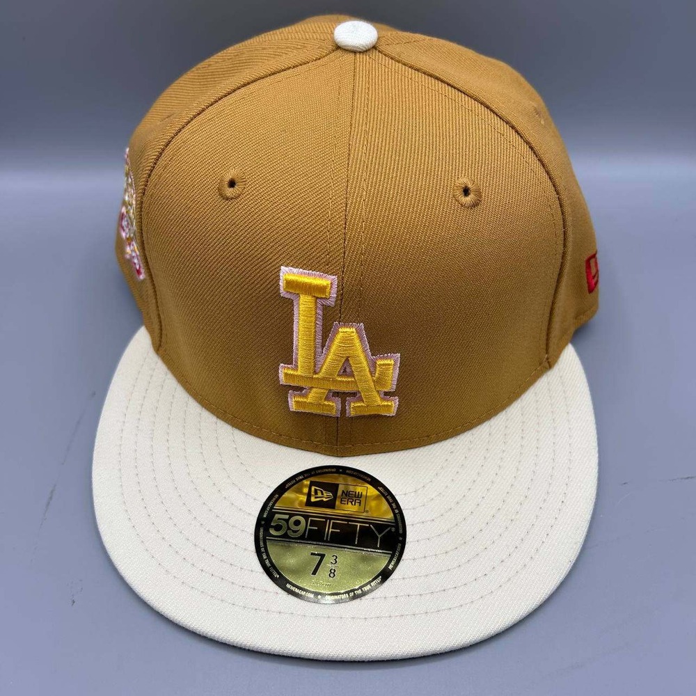 Los Angeles LA Dodgers Hat Men 7 3/8 Brown 59Fifty New Era MLB Fitted Cap
